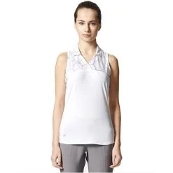 ADIDAS Women's Printed Sport Mesh Sleeveless Polo