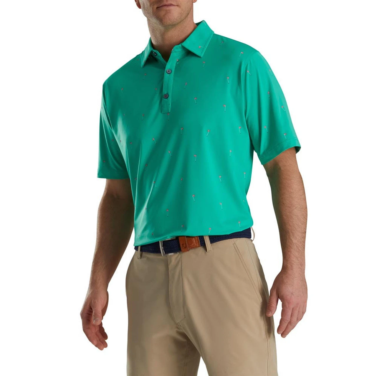 FootJoy 18 Holes Print Lisle Self Collar Polo - Image 9