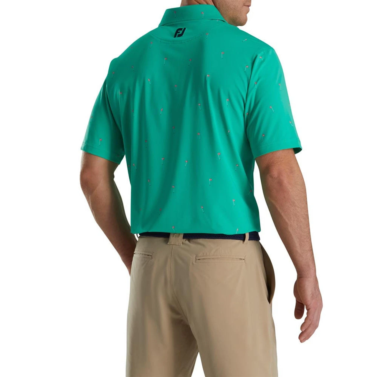 FootJoy 18 Holes Print Lisle Self Collar Polo - Image 10