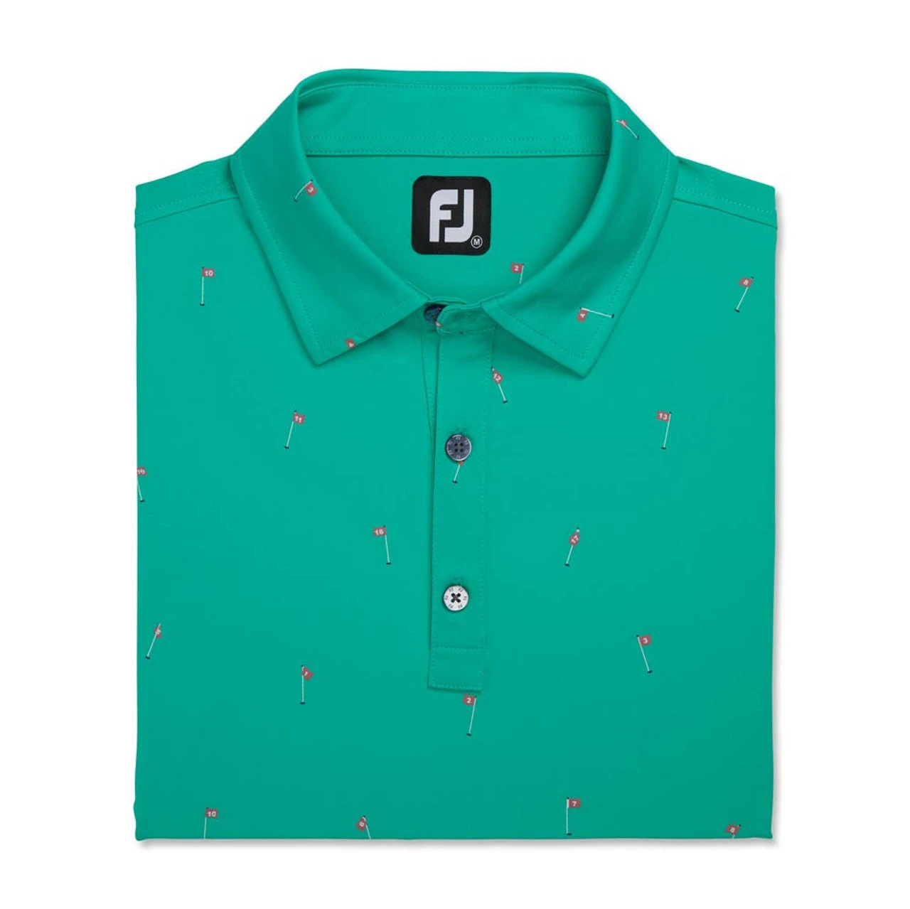 FootJoy 18 Holes Print Lisle Self Collar Polo - Image 12