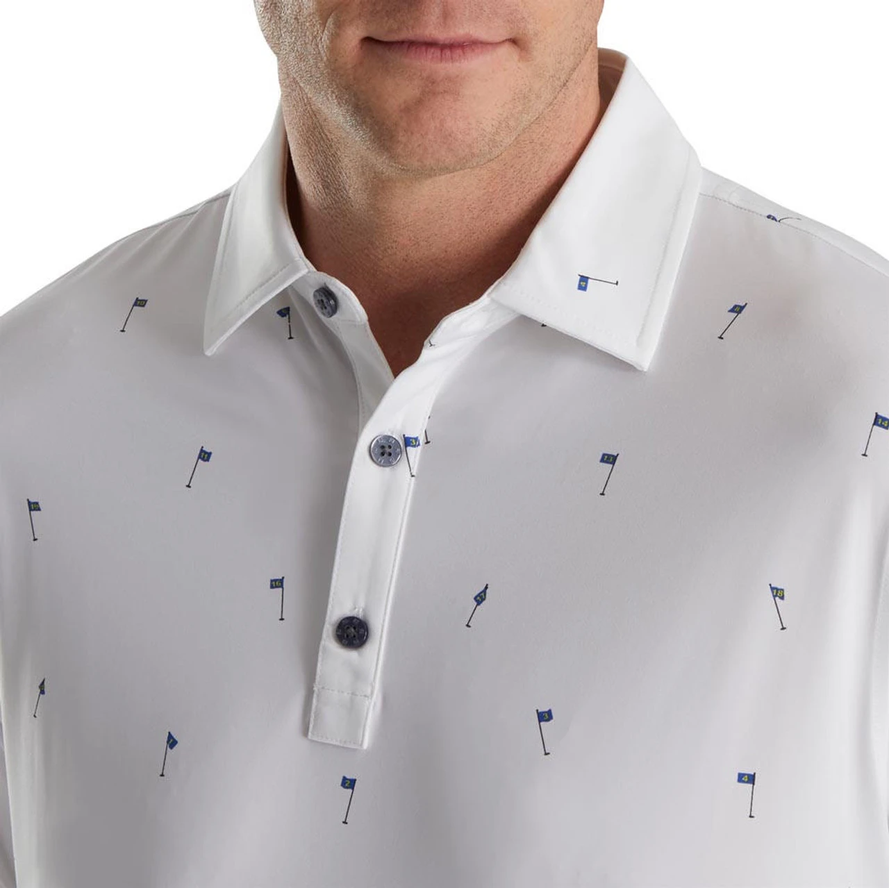 FootJoy 18 Holes Print Lisle Self Collar Polo - Image 7