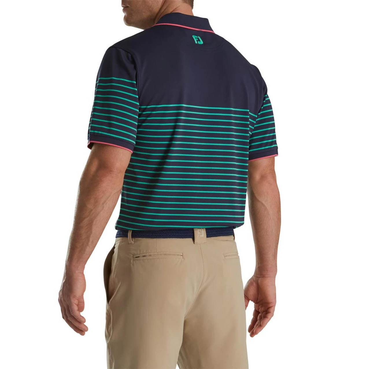 FootJoy Breton Stripe Stretch Pique Knit Collar Polo - Image 2