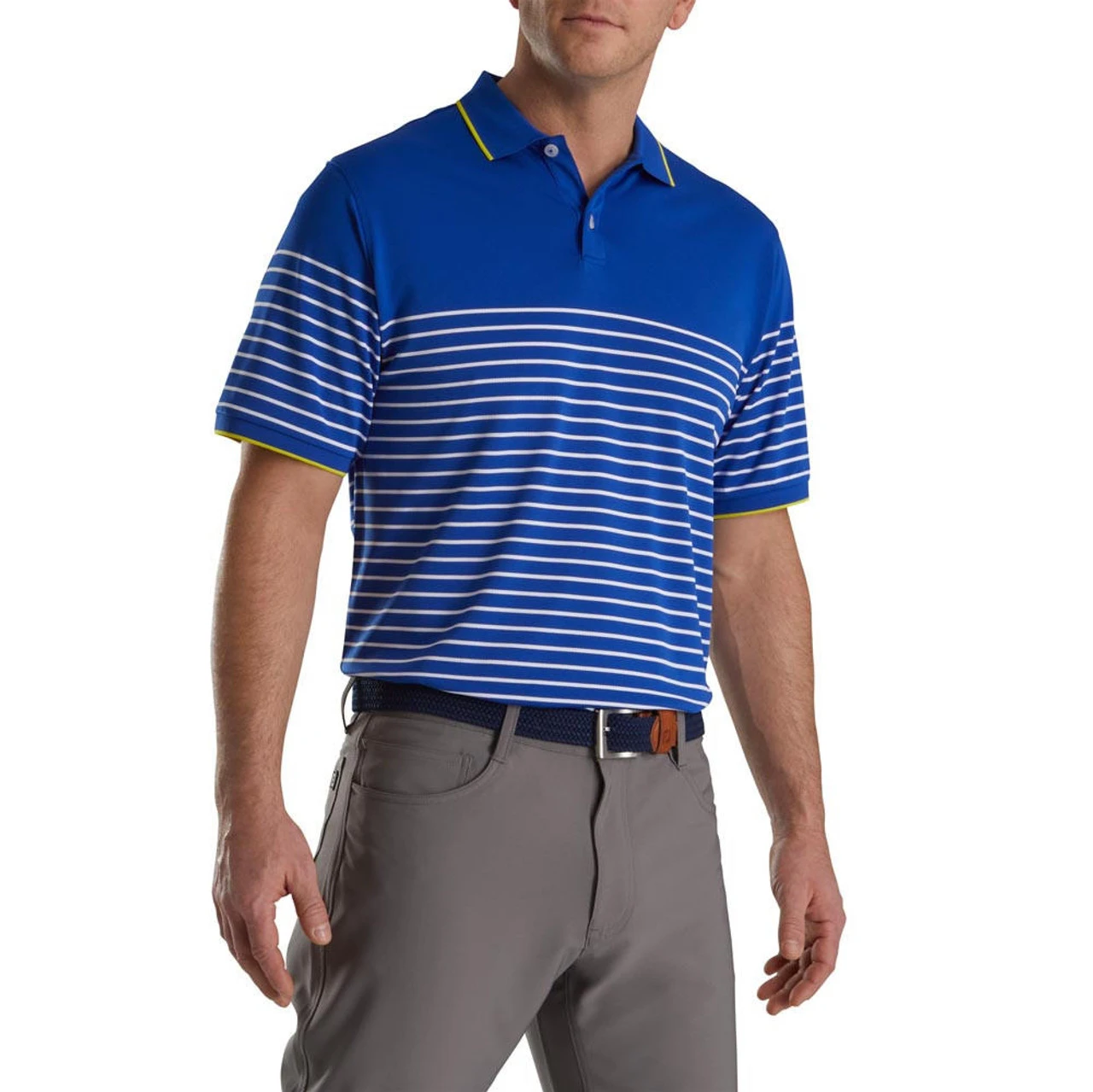 FootJoy Breton Stripe Stretch Pique Knit Collar Polo - Image 5
