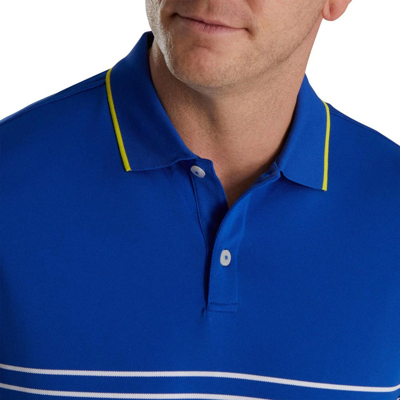 FootJoy Breton Stripe Stretch Pique Knit Collar Polo - Image 7