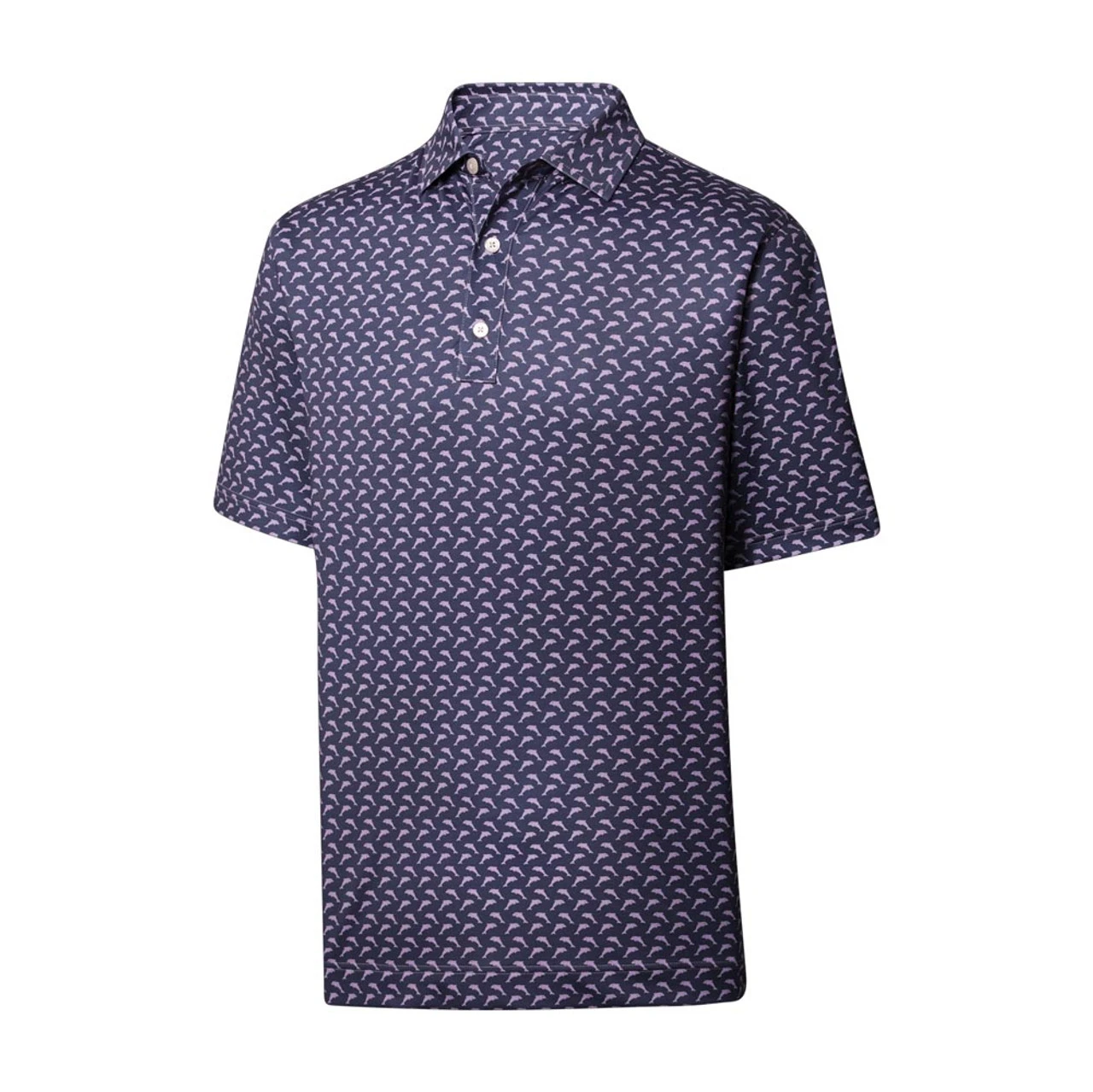 FootJoy Lisle Leaping Dolphins Print Self Collar Polo - Image 3