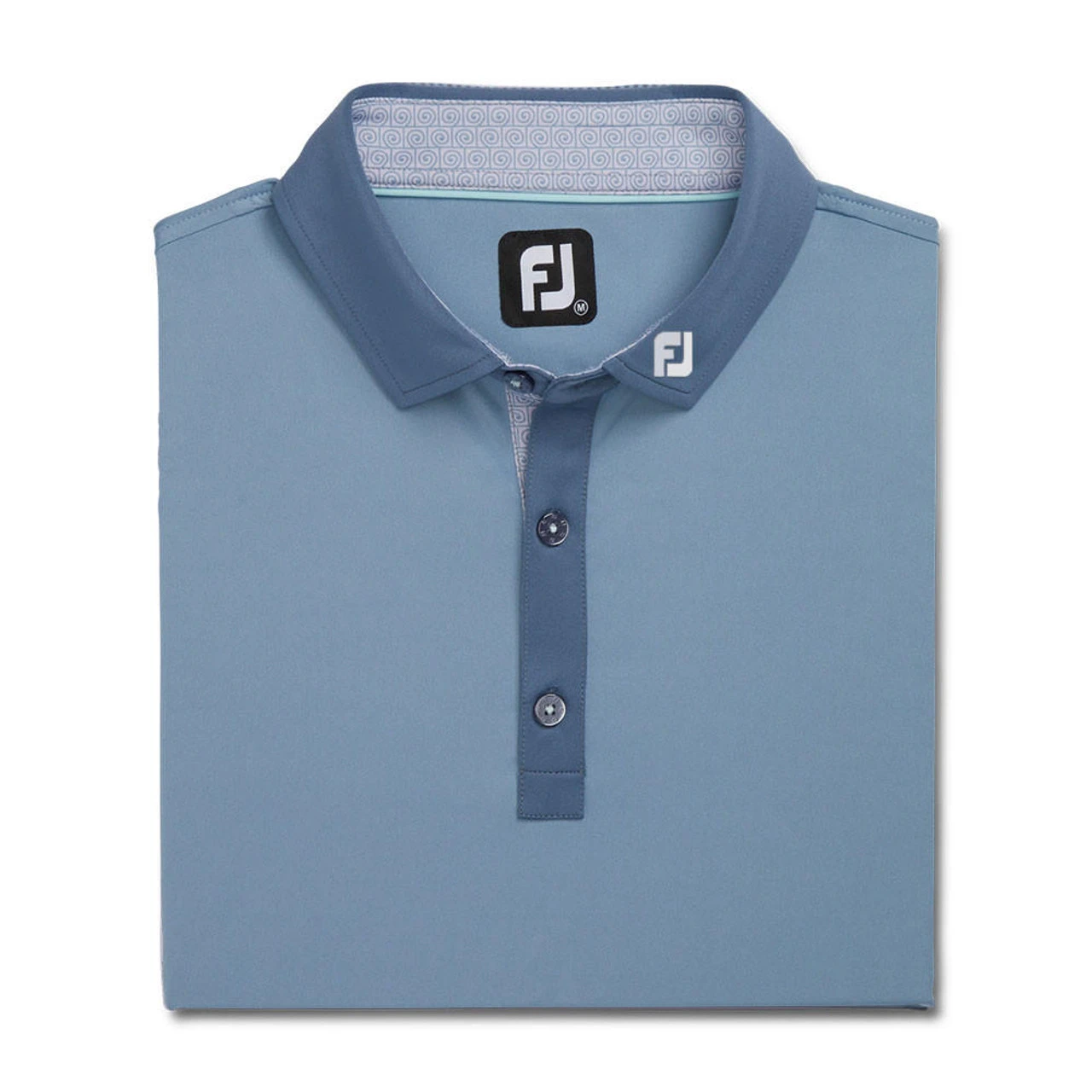 FootJoy Solid Spiral Print Trim Lisle Self Collar Polo - FJ Logo - Image 4