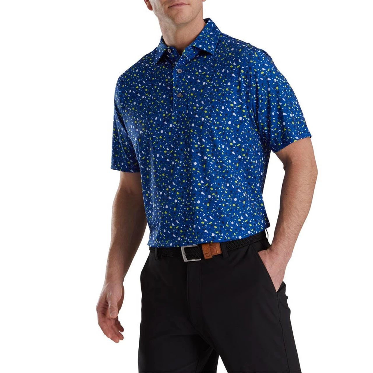 FootJoy Terrazzo Print Lisle Self Collar Polo - Image 5